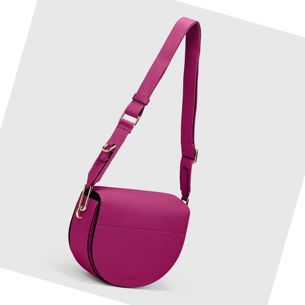 Women's Ecco Textureblock Saddle Shoulder Bags Pink | SG 393PJJ